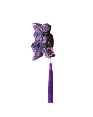 Violet-wave hair claw - amethyst tassels with 438nm wavelength calibration for focus enhancement