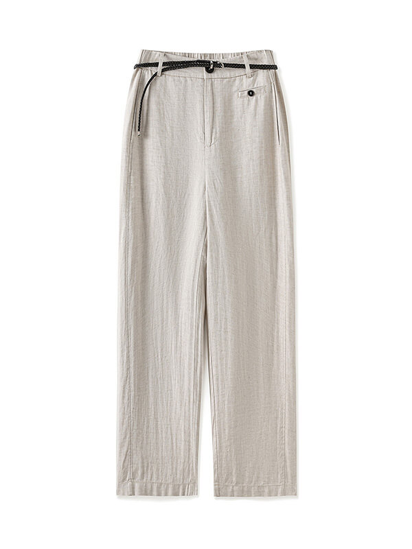 Quiet Luxury Linen Cropped Wide-Leg Trousers