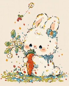 Rabbits Eating Carrots Perler Bead Pattern – Cute Bunny Fuse Bead Design 3 images