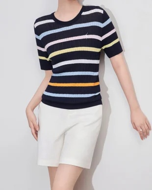 Rainbow Striped Knit Top