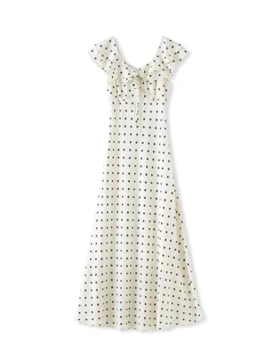 Retro-Style Dot Print Flounce Dress