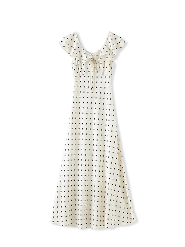 Retro-Style Dot Print Flounce Dress