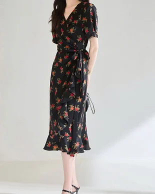 Rose Chiffon Tea Dress