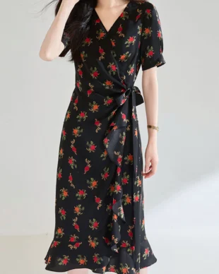 Rose Chiffon Tea Dress