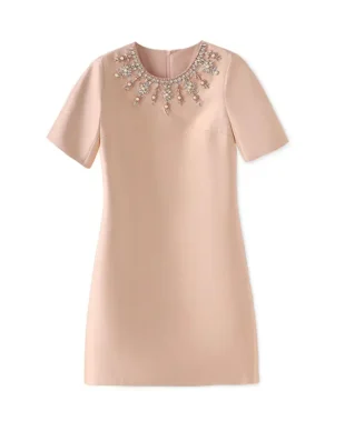 Rose Gold Crew-Neck Formal Dress