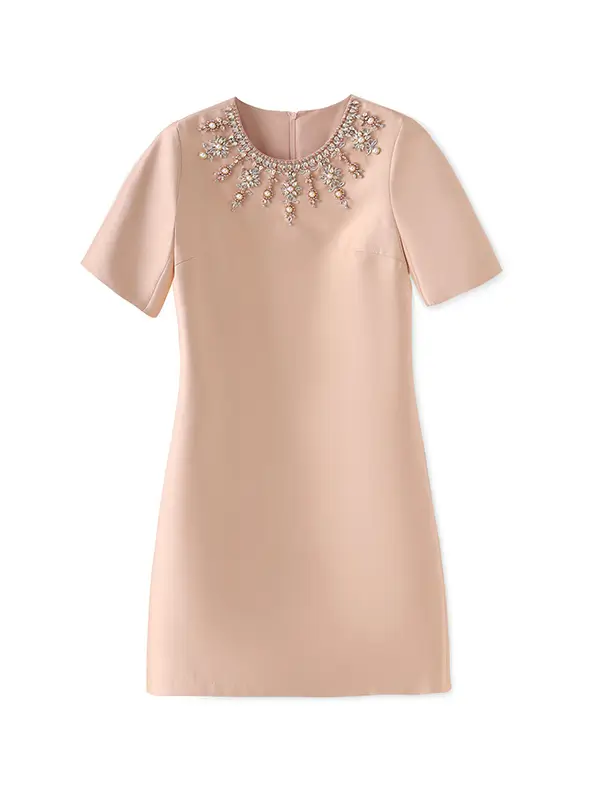 Rose Gold Crew-Neck Formal Dress
