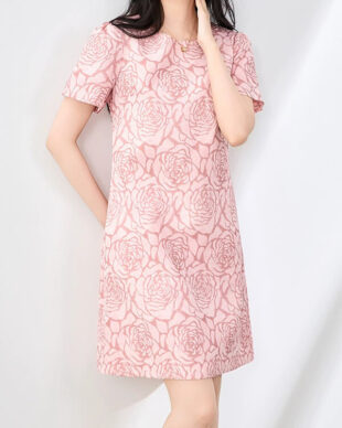 Rose Print Slimming A-Line Dress
