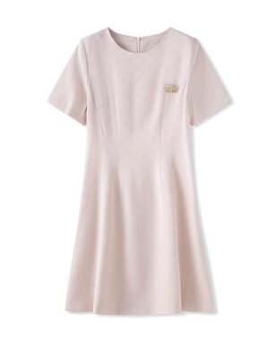 Round Neck Jacquard Slim-Fit Dress
