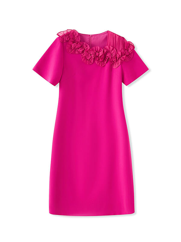 Ruffled Ball Gown in Hot Pink
