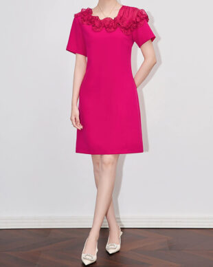 Ruffled Ball Gown in Hot Pink