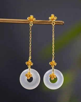 S925 Silver Agate Osmanthus Earrings