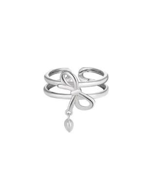 S925 Silver Heart Bell Bow Ring