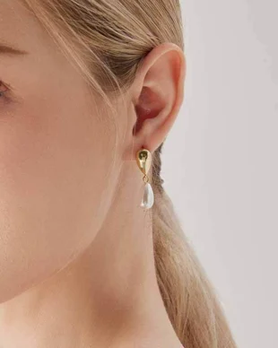 S925 Silver Needle Teardrop Pearl Earrings, Copper Base