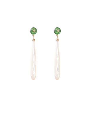 S925 Silver Plated Gold Long Shell Droplet Earrings