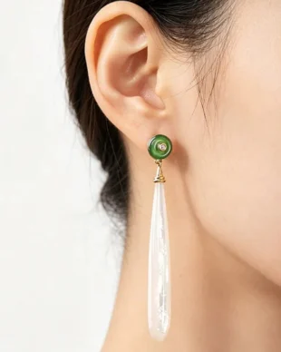 S925 Silver Plated Gold Long Shell Droplet Earrings