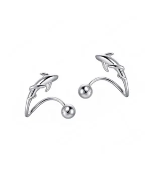 S925 Silver Wandering Fish  Stud Earrings – Simple, Elegant