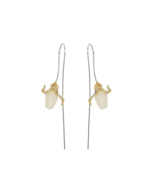 S925 Silver White Jade Orchid Earrings
