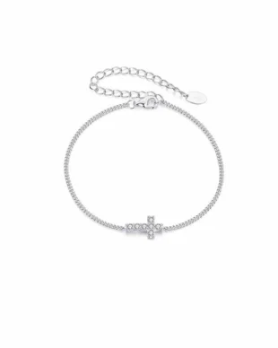 S925 Sterling Silver Cross Moissanite Bracelet