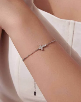 S925 Sterling Silver Cross Moissanite Bracelet