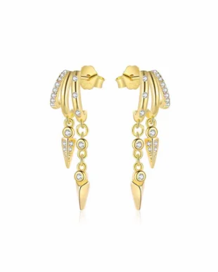 S925 Sterling Silver Double-Layer Zircon Earrings