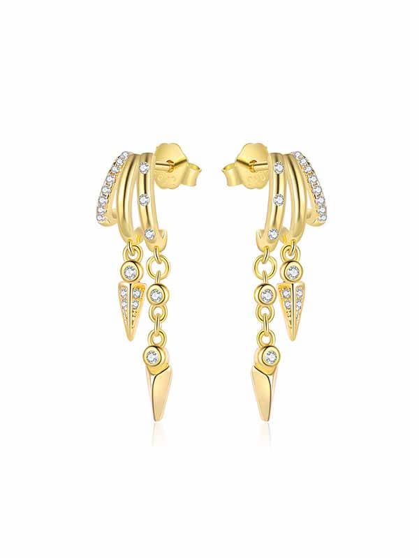 S925 Sterling Silver Double-Layer Zircon Earrings 1