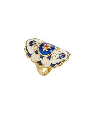 S925 Sterling Silver Enamel Painted Vintage Ring