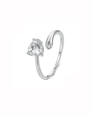 S925 Sterling Silver Heart Ring with Zirconia