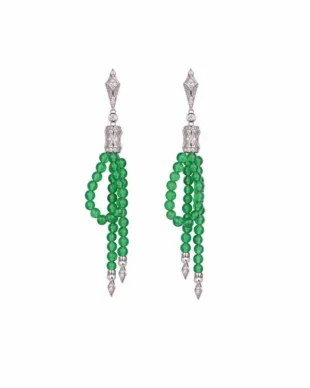 S925 Sterling Silver High-Ice Chalcedony Tassel Earrings
