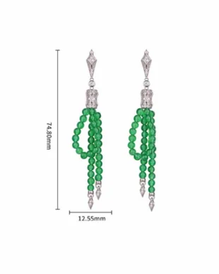S925 Sterling Silver High-Ice Chalcedony Tassel Earrings