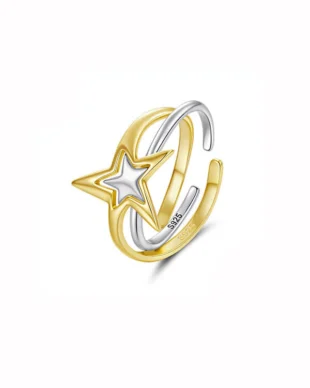 S925 Sterling Silver His and Hers Star Ring Set