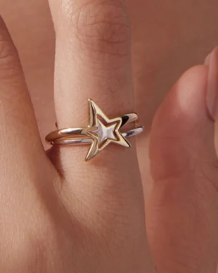 S925 Sterling Silver His and Hers Star Ring Set