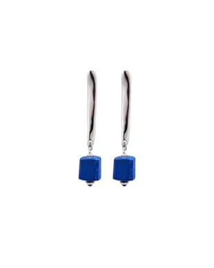S925 Sterling Silver Lapis Lazuli Long Drop Earrings
