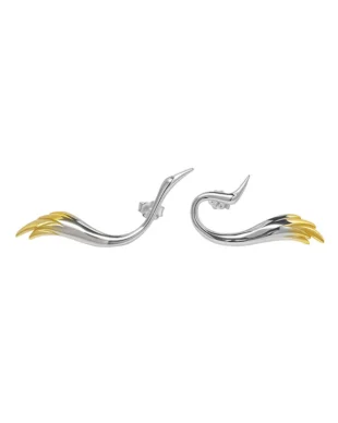 S925 Sterling Silver Minimalist Crane Stud Earrings