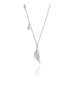 S925 Sterling Silver Minimalist Feather Zircon Necklace