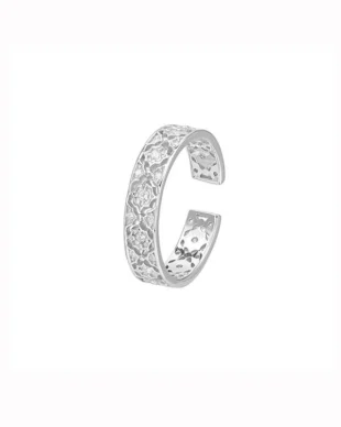 S925 Sterling Silver Openwork Diamond-Studded Ring