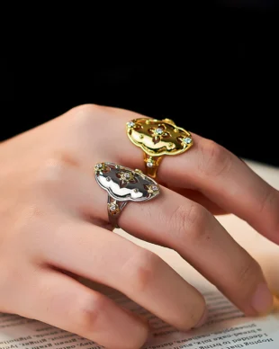 S925 Sterling Silver Openwork Four-Leaf Clover Ring in Royal Palace Style with Zirconia