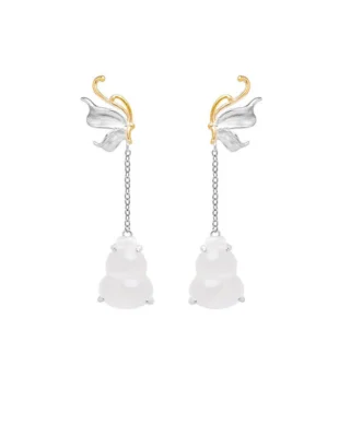 S925 Sterling Silver Original Carnelian Gourd and Butterfly Earrings