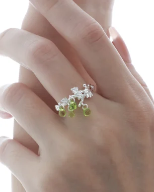 S925 Sterling Silver Original Green Grape Zircon Ring