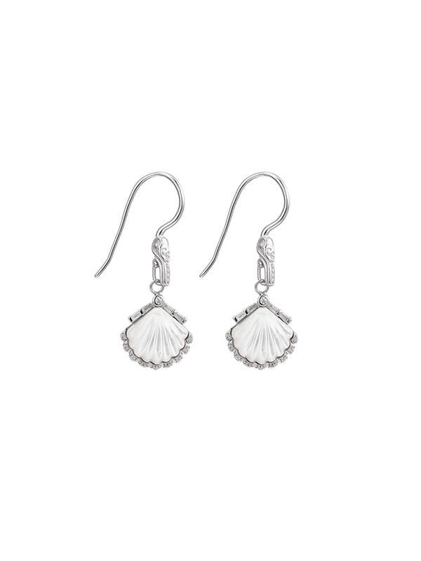 S925 Sterling Silver Shell Fan-Shaped Earrings 1
