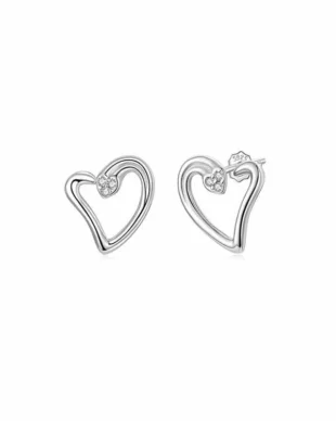 S925 Sterling Silver Simple Heart Stud Earrings