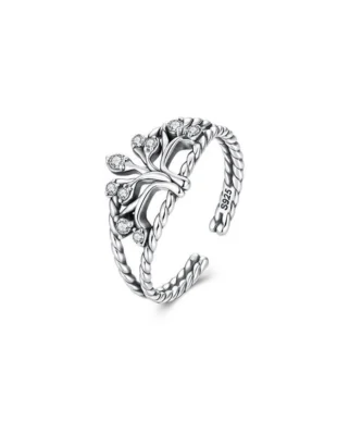S925 Sterling Silver Tree of Life Twist Ring