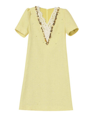 Sequin Lace-Trimmed Panel Dress