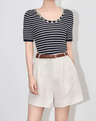 Shell embellished knitted top