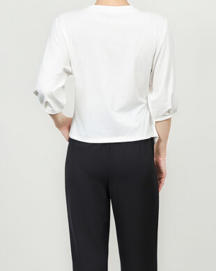 Short-Sleeve Asymmetric Draped Waist-Defining Tee