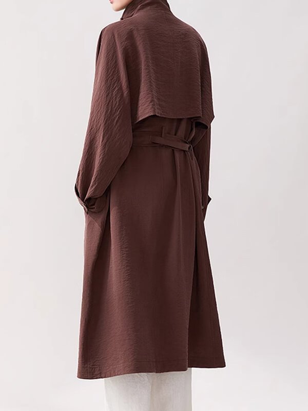 Aromatherapy trench coat with weighted hem, 18mm silk chromotherapy blend for anxiety relief