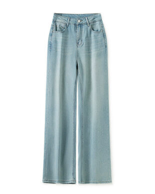 Silver-Foiled Vintage Straight Wide-Leg Jeans