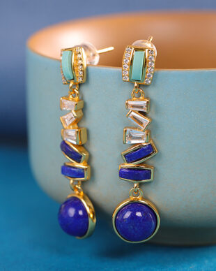 Silver Plated Lapis Lazuli Turquoise Earrings