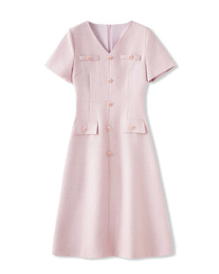 Slim-Fit V-Neck Short Sleeve Dress