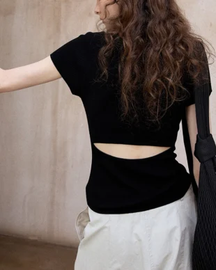 Slim-fit Open Back Knit Top