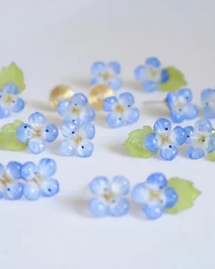 Small blue flower earrings